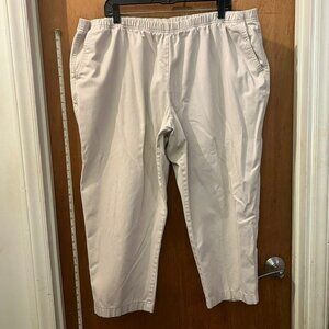 🐻Size 22WP - Lands' End - Beige Capri Pants w/Elastic Waist - W40"/L25"